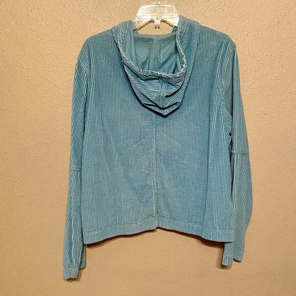 CHADWICK'S 2pc Corduroy Jacket/Skirt with Hood and pockets Teal Size L/10 - Picture 3 of 13